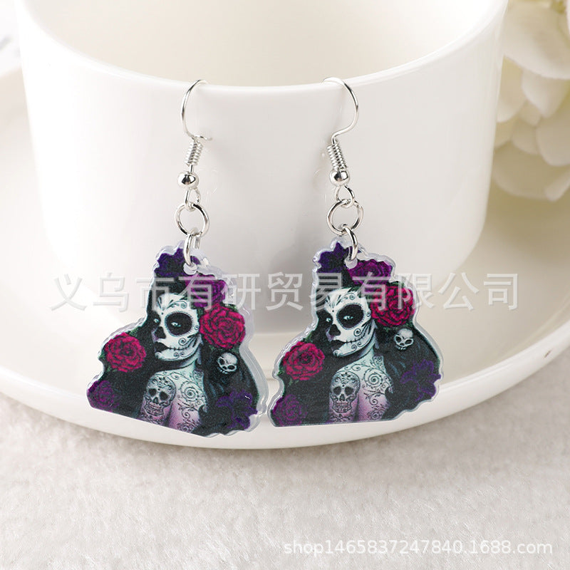 Resin Skeleton Girl Earrings (Minimo de Compra 2) MIC-YouY008