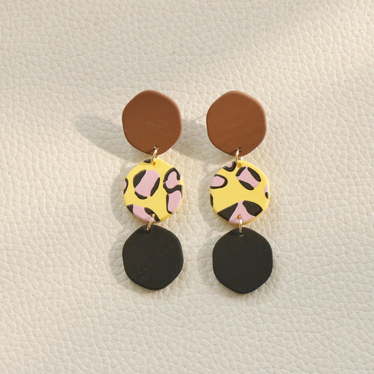 Acrylic resin leopard print contrast earrings MIC-OuY003