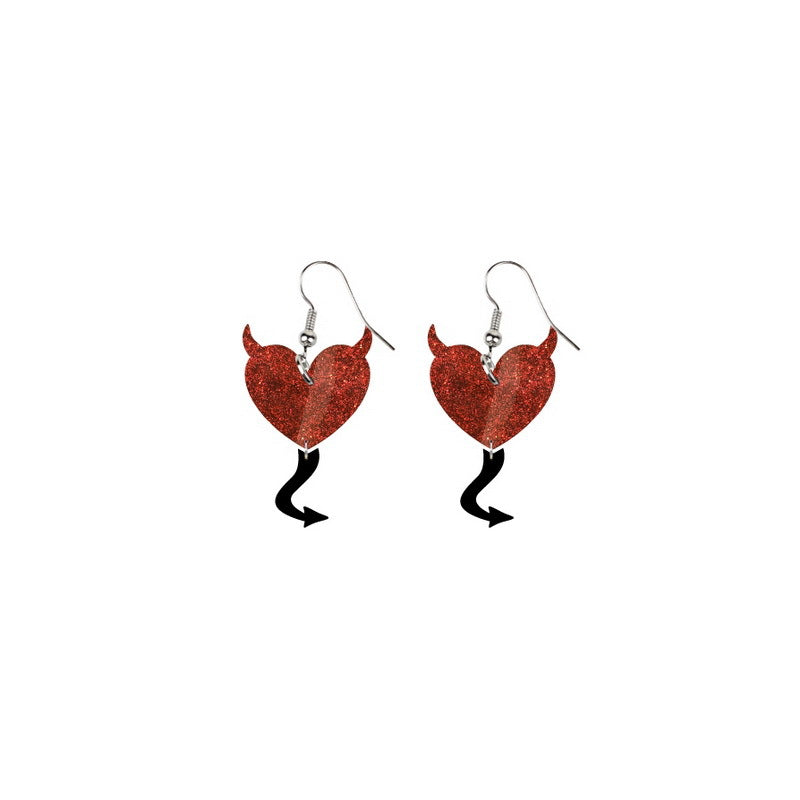 Acrylic Devil Love Bear Earrings MIC-XueP134