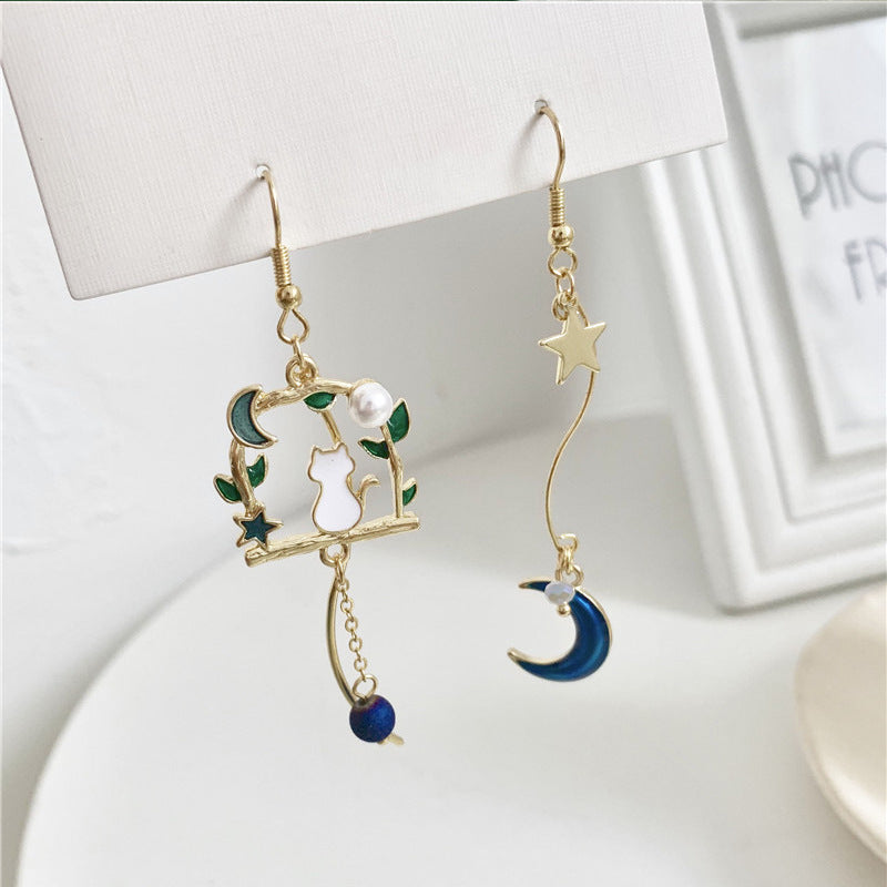 Alloy cat flower earrings MIC-GangM002