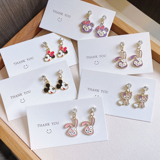 Cartoon asymmetrical stud earrings 925 silver pin earrings MIC-YiJ004