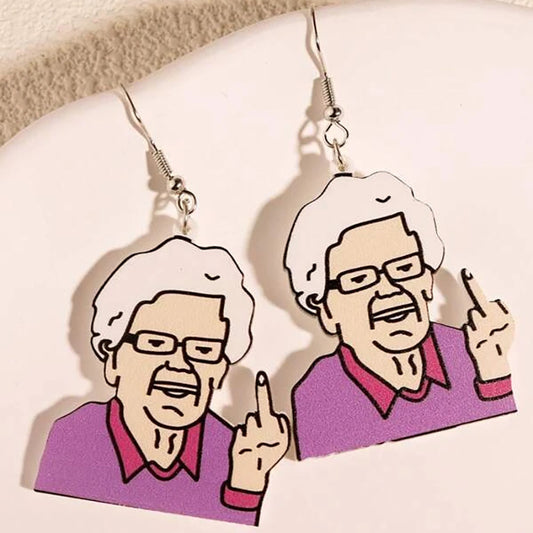 Acrylic Funny Old Lady Earrings MIC-LingX002