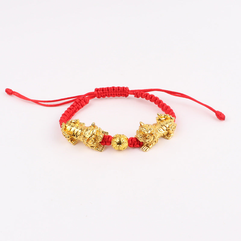 Alloy woven red rope gold flat knot bracelet (Minimo de Compra 3) MIC-GonL001