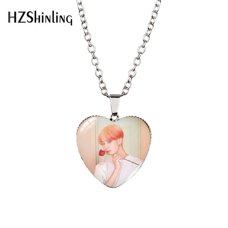 Alloy Time Gem Heart Necklace MIC-XiangL039