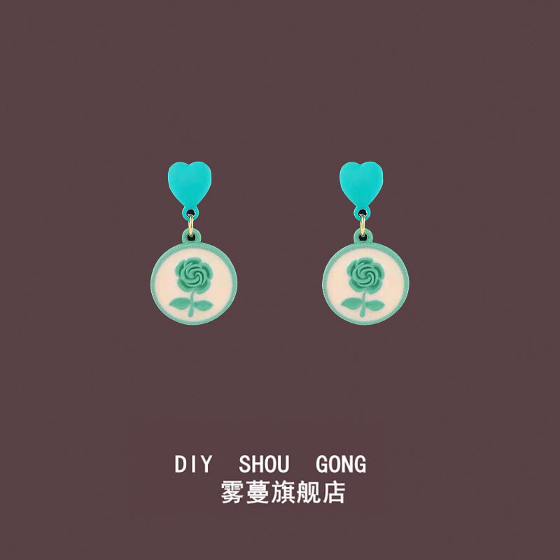 Alloy spray painted fruit green rabbit earrings (Minimo de Compra 3) MIC-BiS005