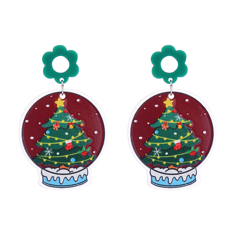 Acrylic Santa Claus Snowflake Earrings (Minimo de Compra 2) MIC-ChouT042