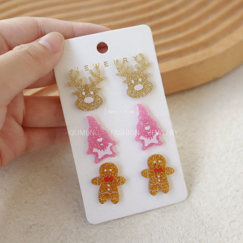 Acrylic Elk Santa Claus Earrings MIC-OuG081