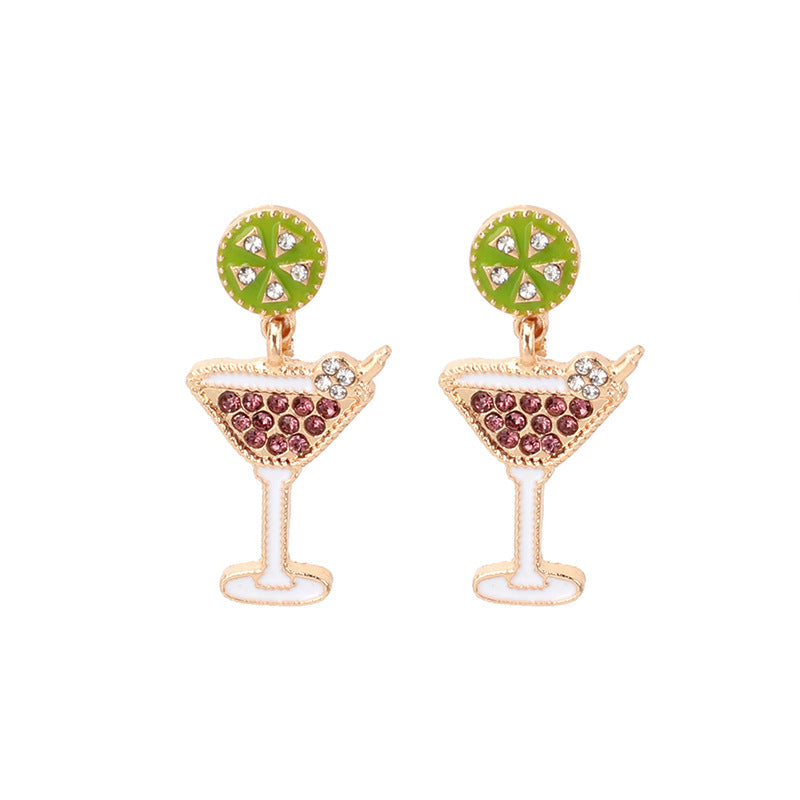 Alloy wine glass earrings (Minimo de compra 5) MIC-YiRan009