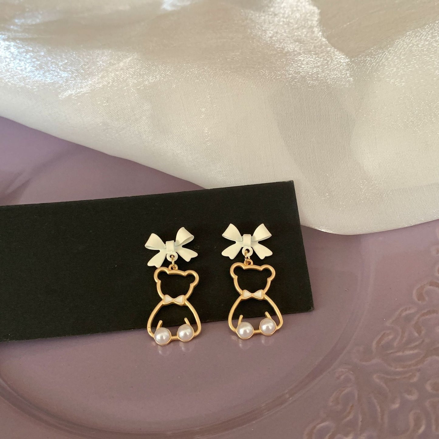 Alloy cartoon cut-out bear earrings MIC-APY008