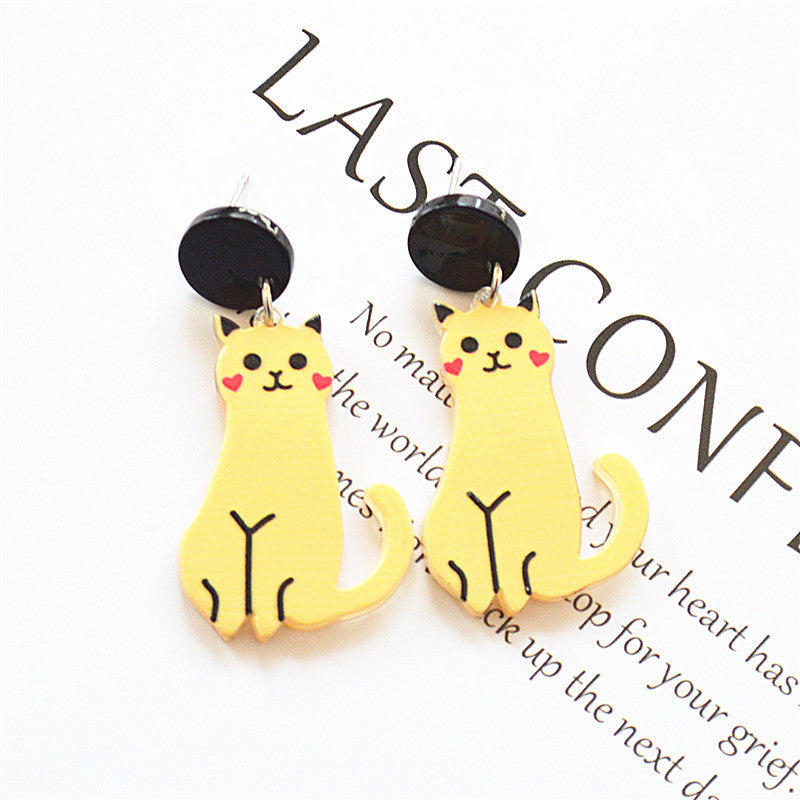 Alloy pretty girl black and white cat earrings MIC-XieN047