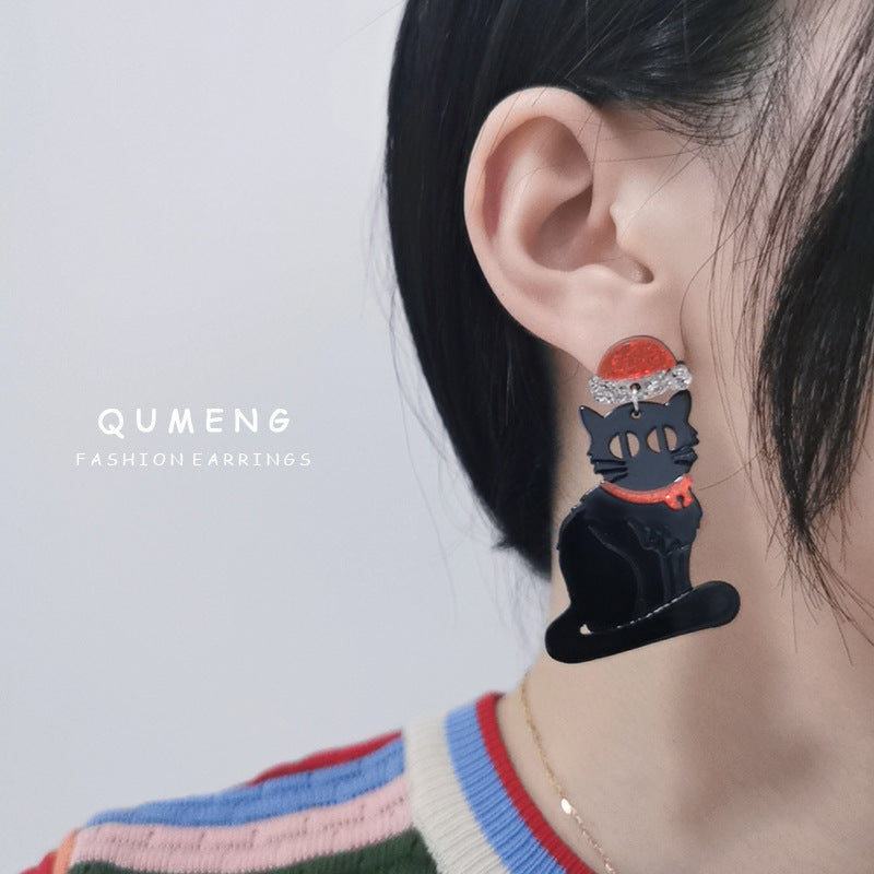 Acrylic black cat earrings (Minimo de Compra 2) MYA-QingM024