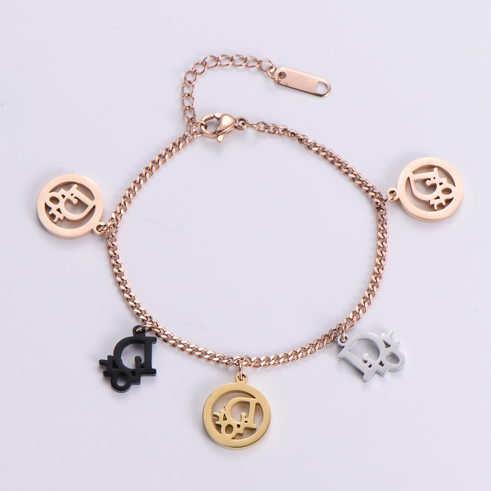 Stainless Steel Hollow English Small Pendant Bracelet Minimo de compra 3  MIC-AML011