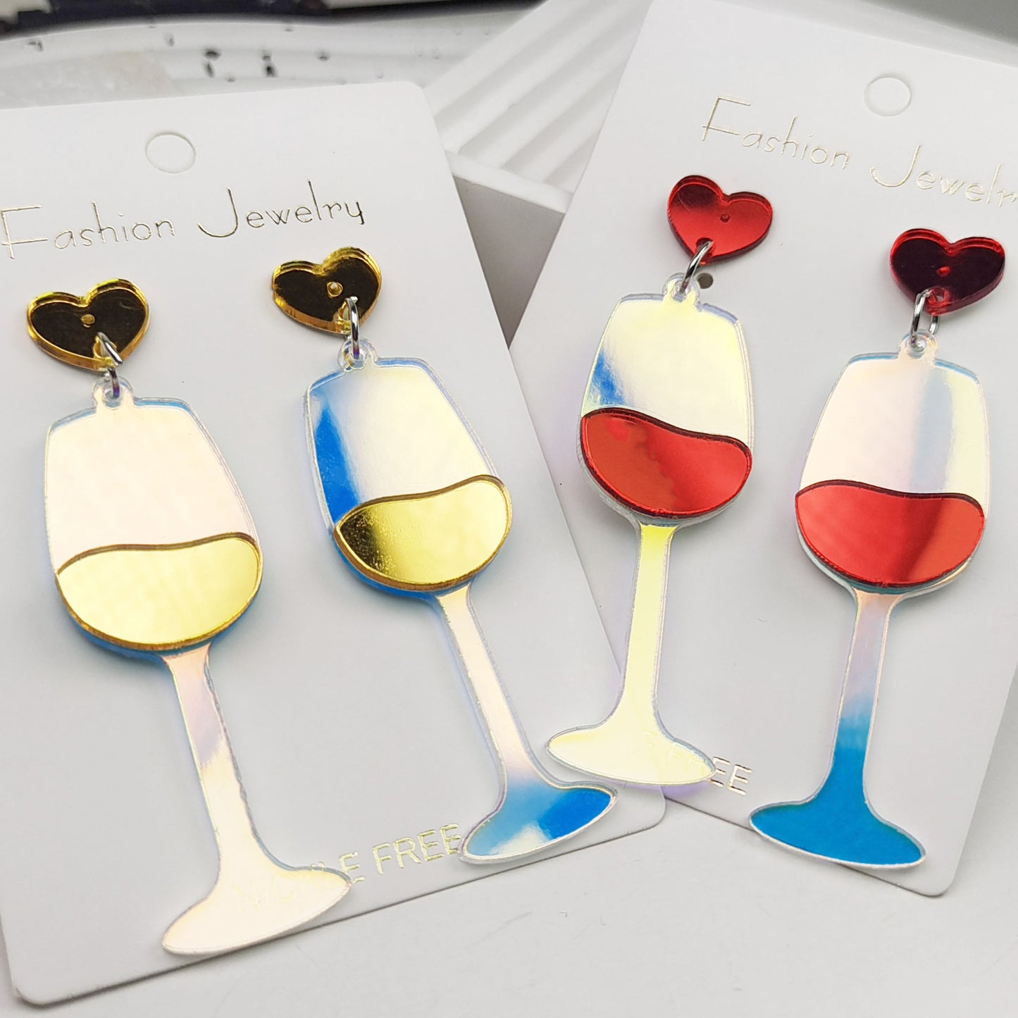 Alloy High Foot Red Wine Cup Earrings MIC-JiaY023