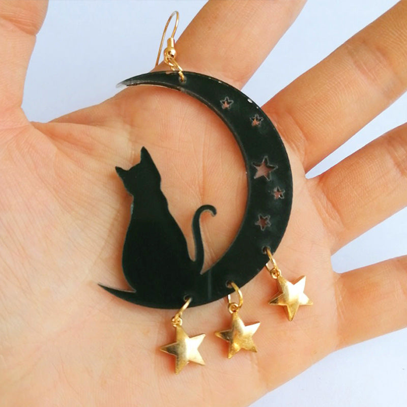 Acrylic Moon Cat Earrings (Minimo de compra 2) MIC-SiB004