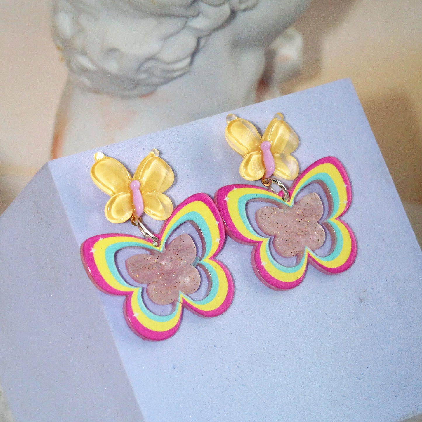 Resin colored butterfly earrings MYA-XNWE007