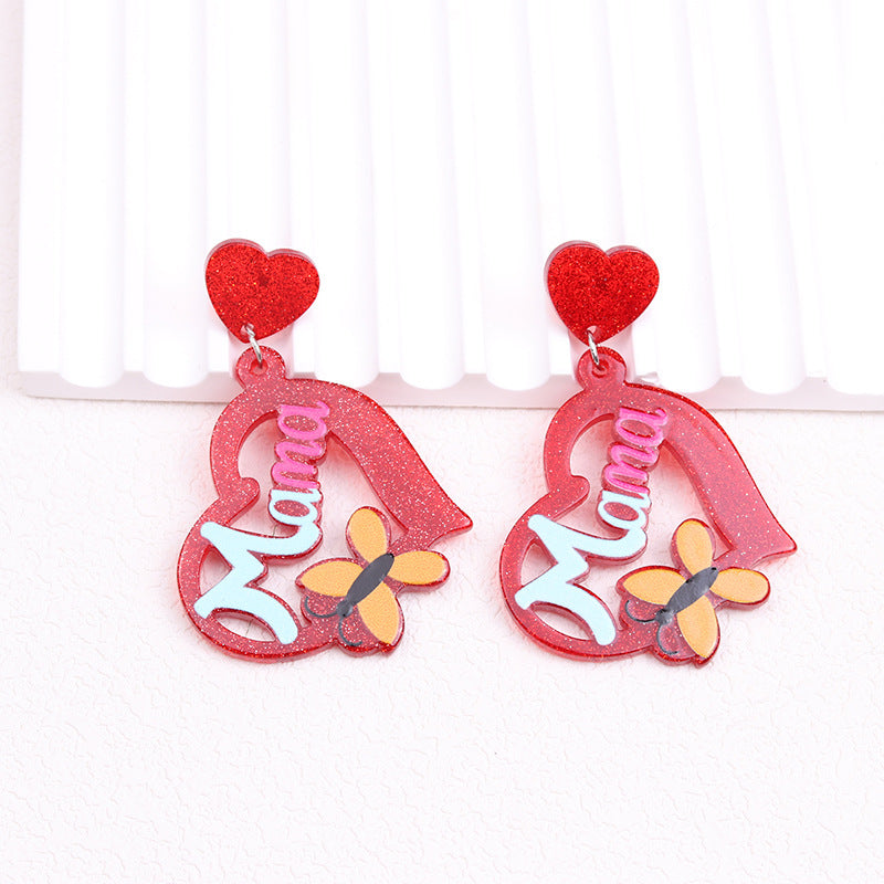 Acrylic hollow red heart earrings MYA-DuA085