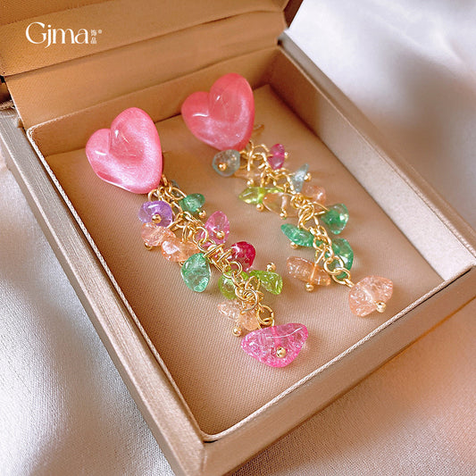 Alloy Love Crystal Tassel Earrings (Minimo de compra 2) MYA-FengM006