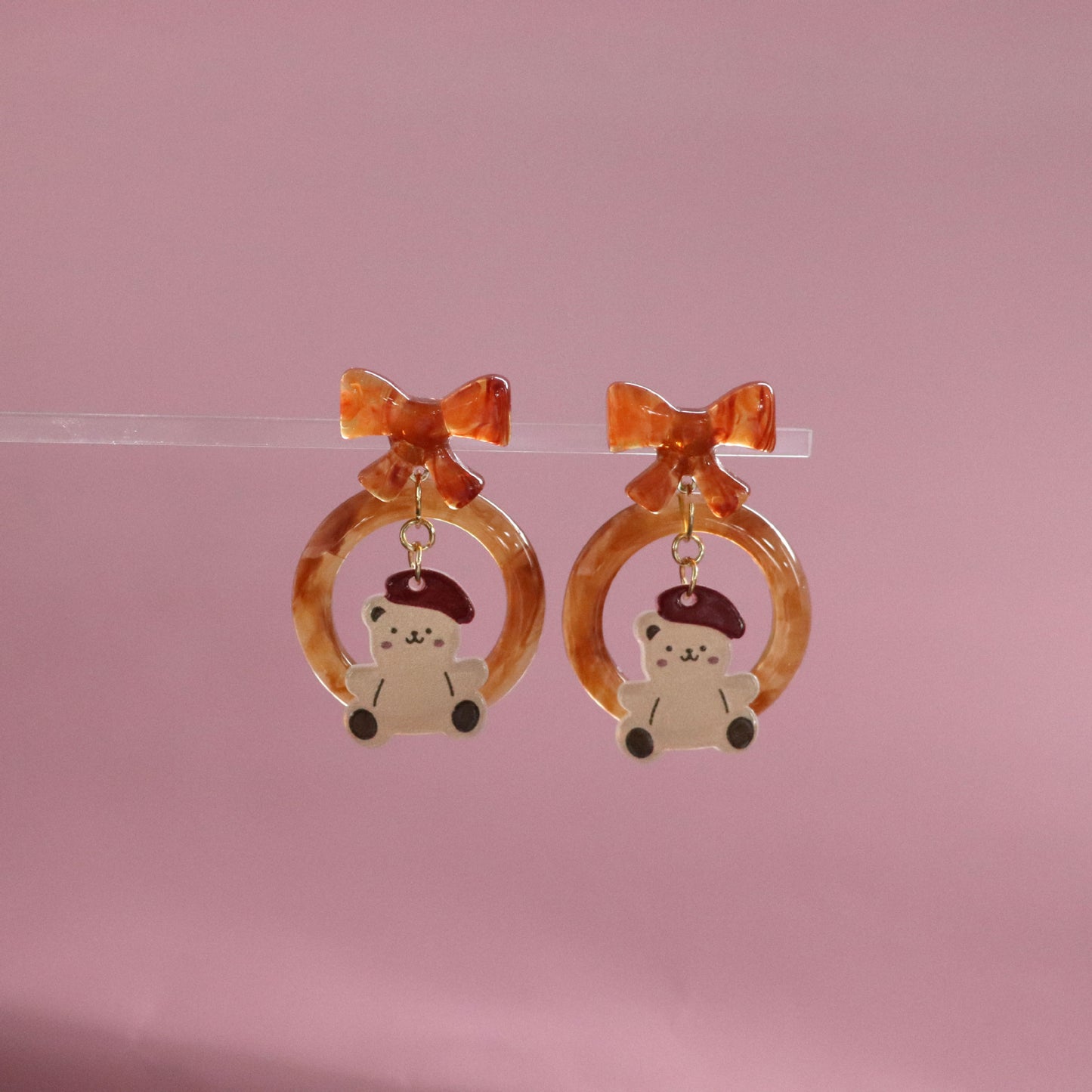 Acrylic cartoon bear cat earrings MIC-QingJ026