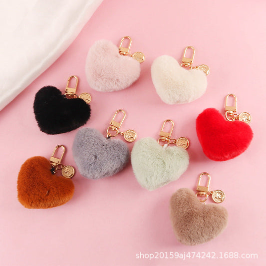 Keychains Alloy Plush Hearts Fur Balls MIC-YiHan051