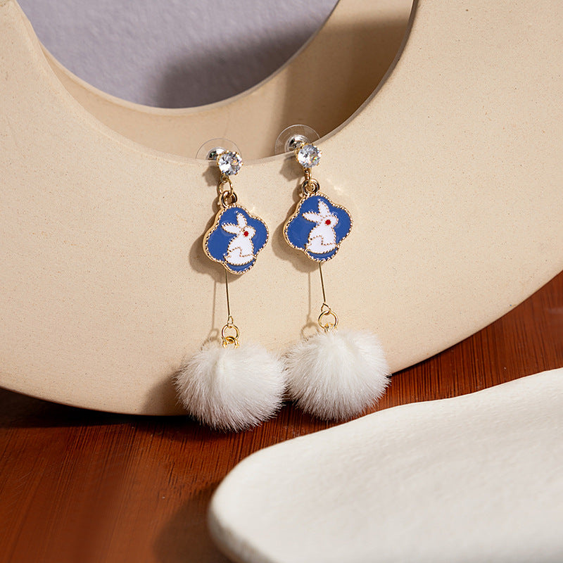 Alloy bow rabbit earrings MIC-HongC019