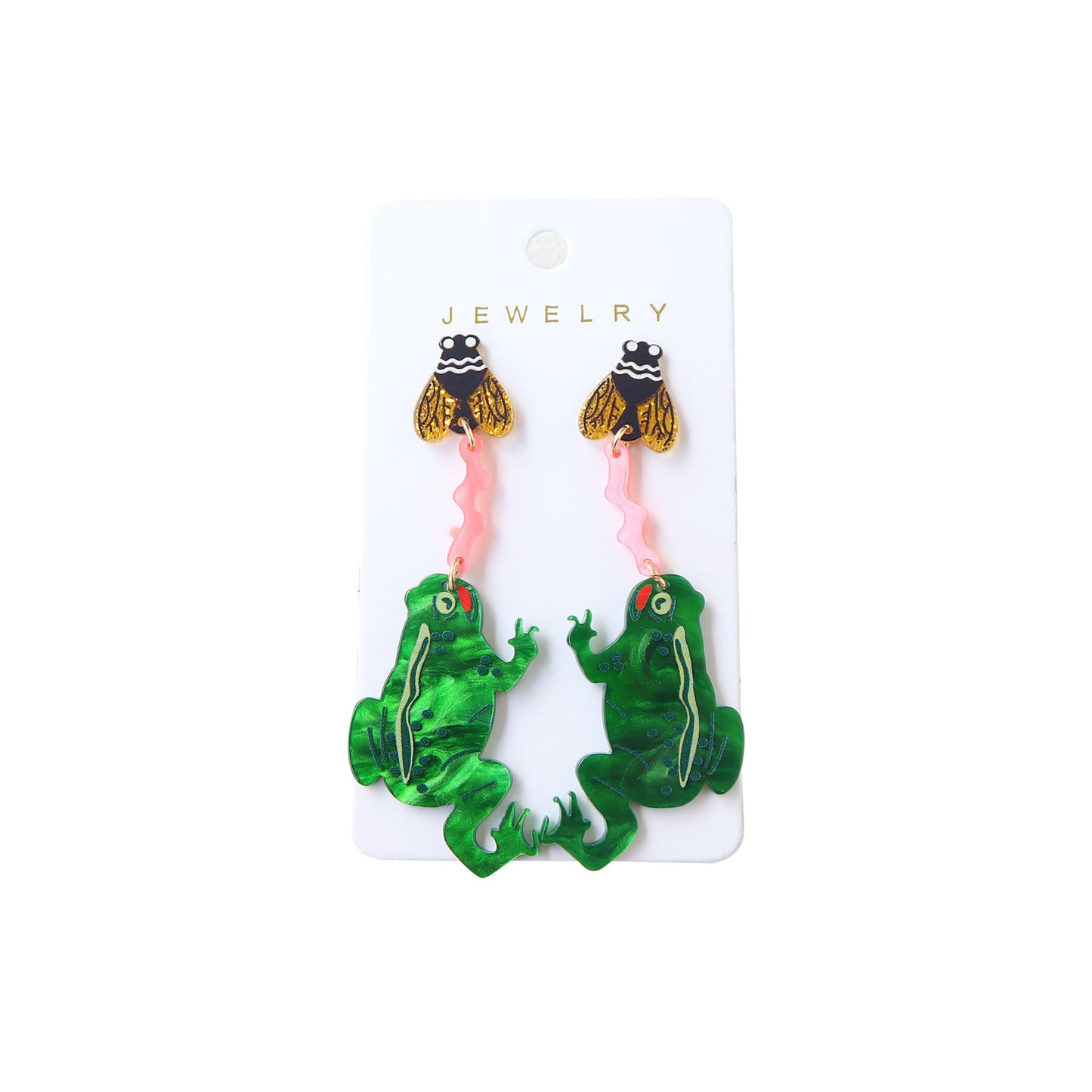 Alloy acrylic frog insect earrings MIC-OuG127