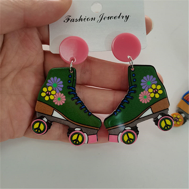 Acrylic printed Ice skate earrings MIC-ChouD012