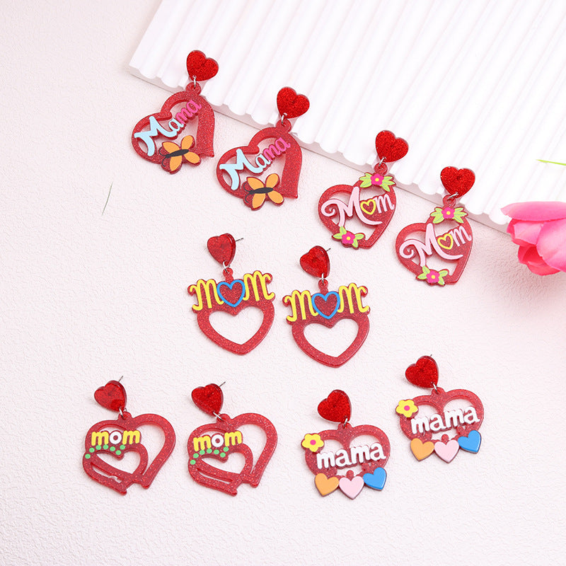 Acrylic hollow red heart earrings MYA-DuA085