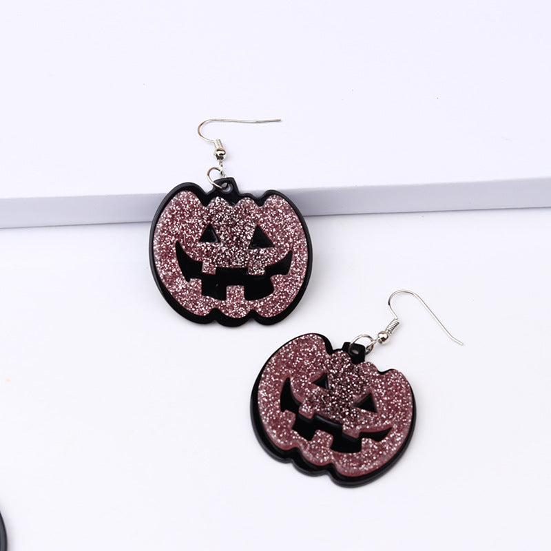 Acrylic Halloween Pumpkin Splice earrings (Minimo de Compra 2) MYA-DuA037