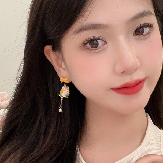 Alloy Bow Rabbit Earrings MIC-BLD102