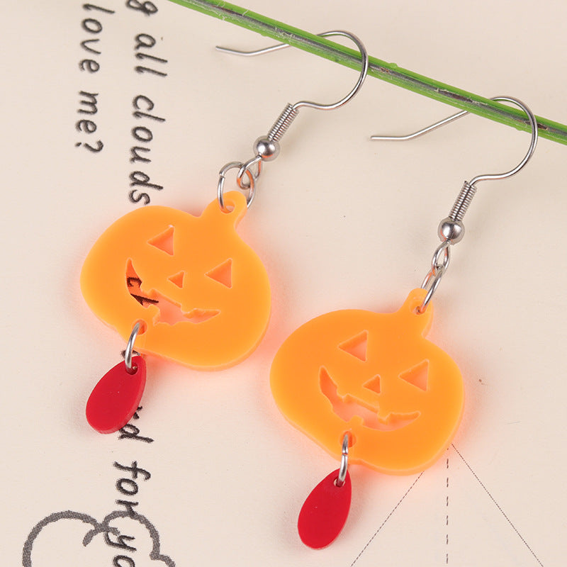 Acrylic Ghost Bat Pumpkin Earrings MYA-DuA091