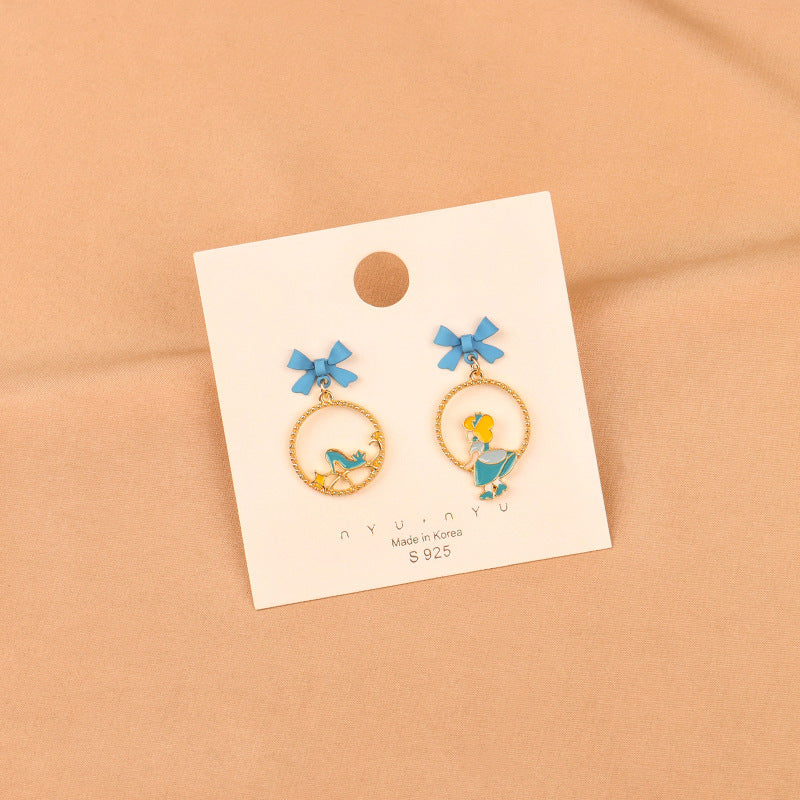 Alloy blue bow earrings （Minimo de compra 2） MYA-FuZ004