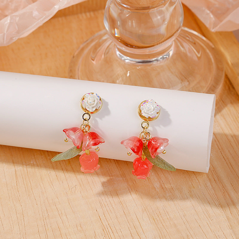 Alloy Sweet Bell Orchid Earrings MIC-MDD156