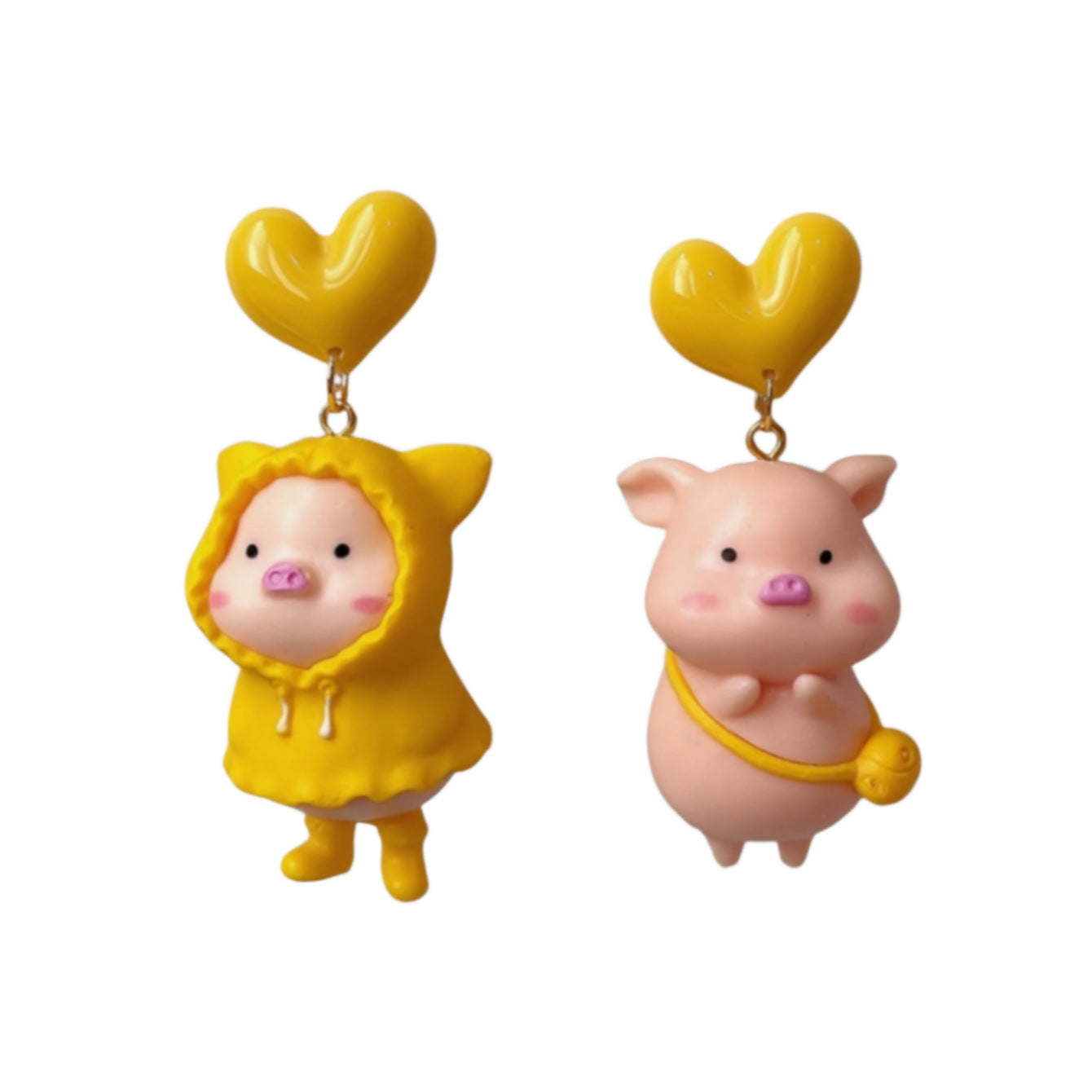 Alloy resin heart dinosaur pig earrings (Minimo de compra 5) MIC-AoY017