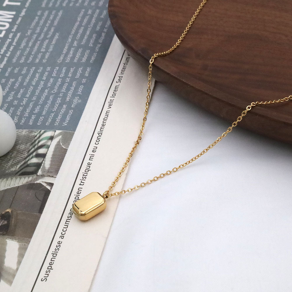 Stainless steel gold-plated gold brick necklace MYA-XuanJ030