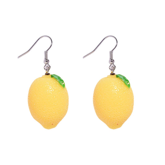 Resin three-dimensional lemon earrings MIC-XunT017