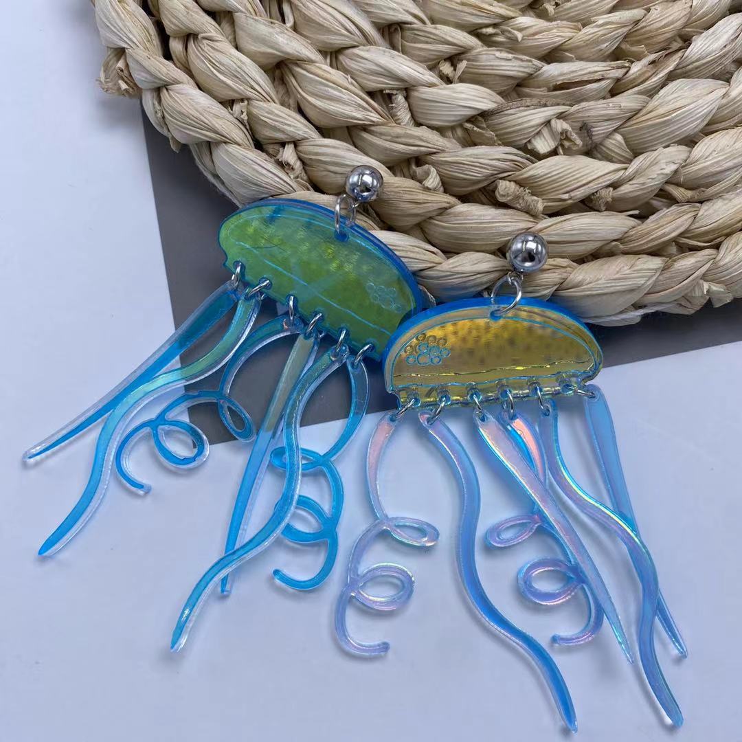 Acrylic colored reflective jellyfish earrings MIC-ChiC016