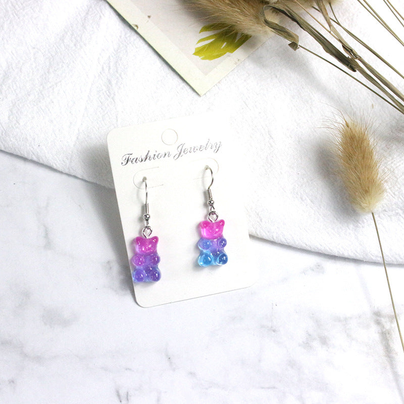 Acrylic Colorful Bear Earrings  (Minimo de Compra 2) MIC-PingH016