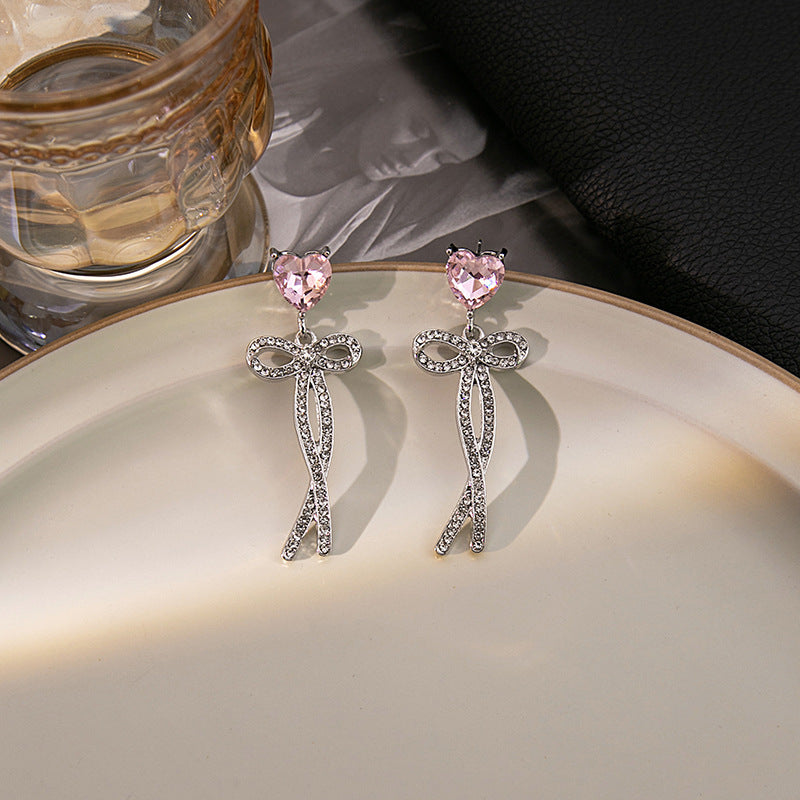 Alloy pink heart-shaped earrings MIC-MDD147