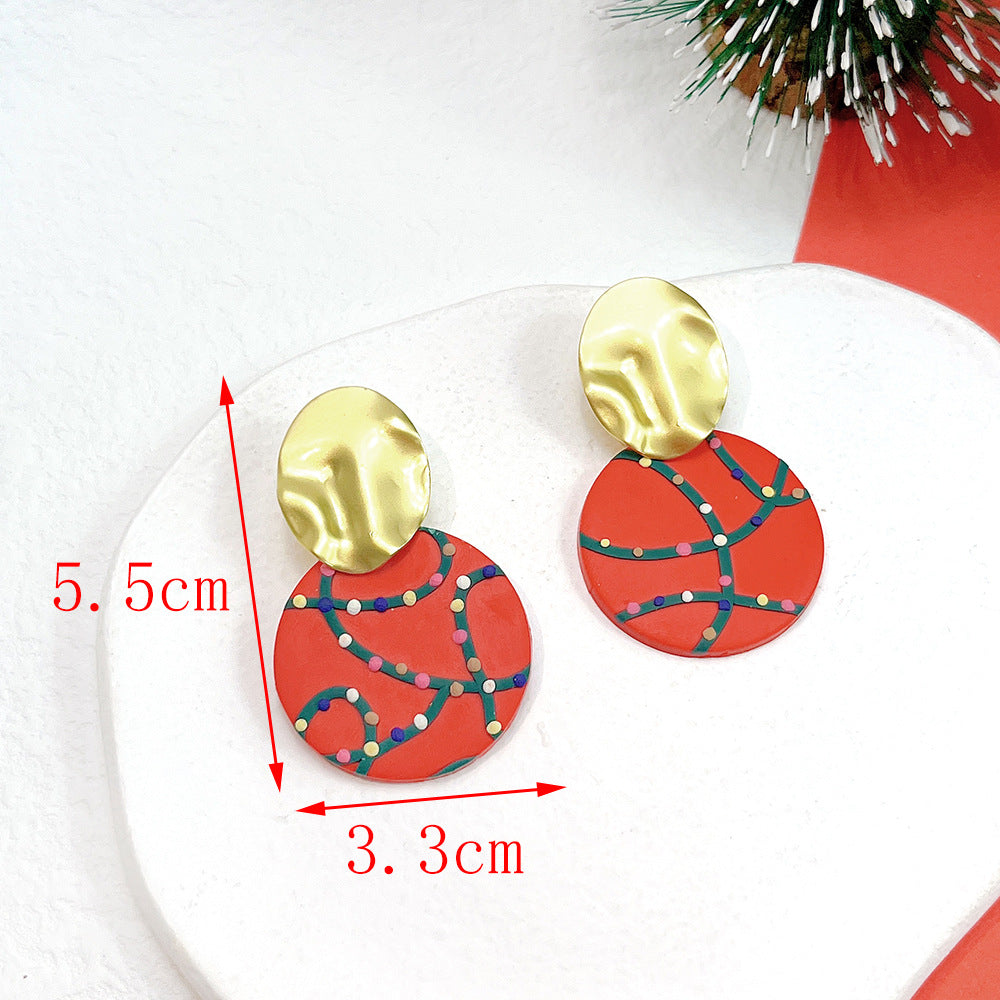 Alloy grid geometric snowman earrings (Minimo de Compra 2) MIC-PingH041