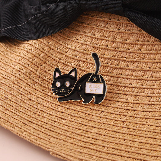 Alloy cute and cute black cat brooch MIC-BeiL029