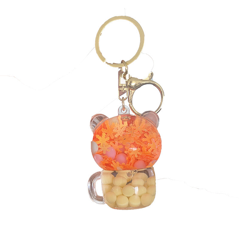 Bear Cup Quicksand Bottle Keychain ChaoHe001