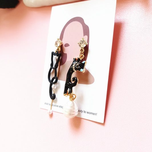 Resin Hollow Black Cat Earrings MYA-BXX012