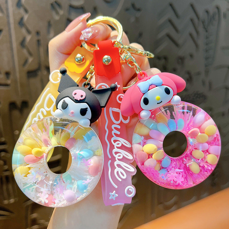 PVC liquid quicksand swimming ring keychain MIC-YanG017