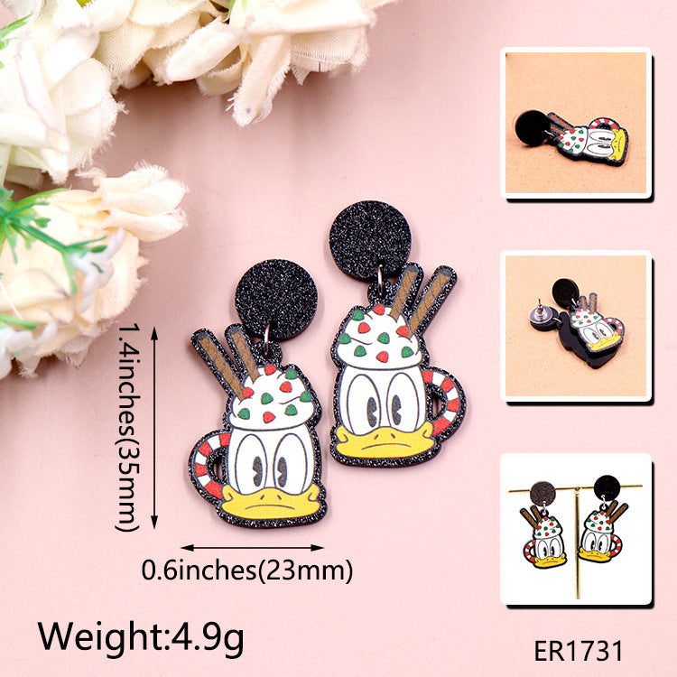 Acrylic Christmas cartoon character earrings (Minimo de compra 5) MIC-XiaoY070