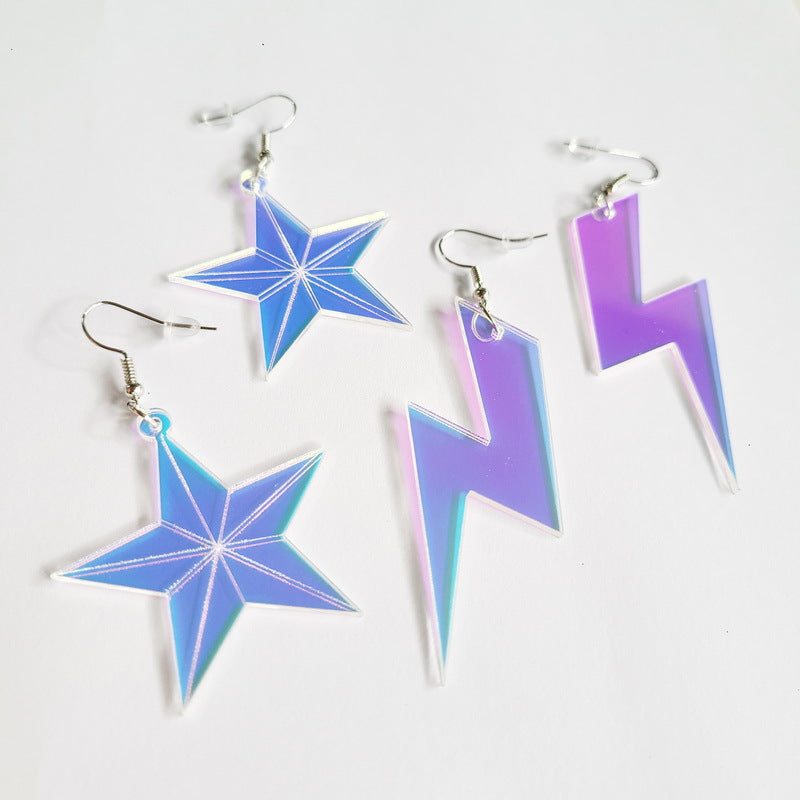 Acrylic exaggerated hollow pentagonal star earrings MIC-XueP150