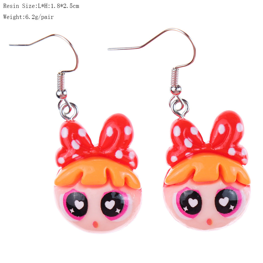 Alloy Bright Face Cartoon Cool Girl Earrings MIC-NiQ047