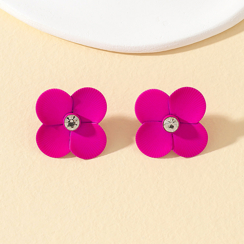 Acrylic Rose Red Flower Earrings MIC-AYN023