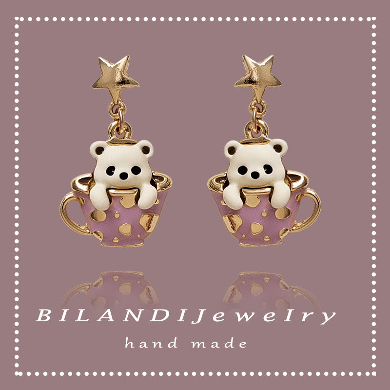 Alloy cute bear earrings MIC-BLD090