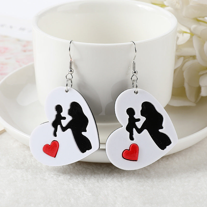 Acrylic Embossed Mother's Day Earrings (Minimo de Compra 2) MIC-YouY012