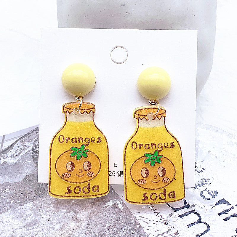 Acrylic cartoon milk tea cup earrings  (Minimo de Compra 2) MIC-ShiJ006